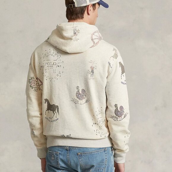 Polo Country Ralph Lauren Mens Fleece Rustic Farm Graphic Hoodie NWT $268 - Picture 3 of 8